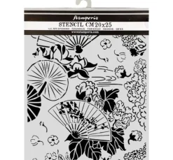 Stamperia Schablone "Oriental Garden - Fans", 20 x 25 cm