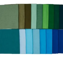 Stoffpaket Patchy Uni "Blau-Grün-Oliv-Grau", 17 Zuschnitte