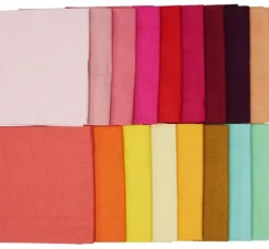 Stoffpaket Patchy Uni "Rosa-Rot-Orange-Gelb", 17 Zuschnitte