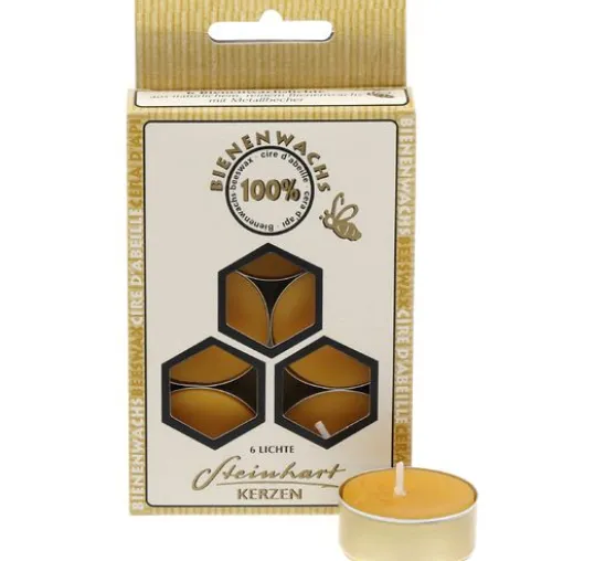Teelichte aus 100 % Bienenwachs, 6er-Pack
