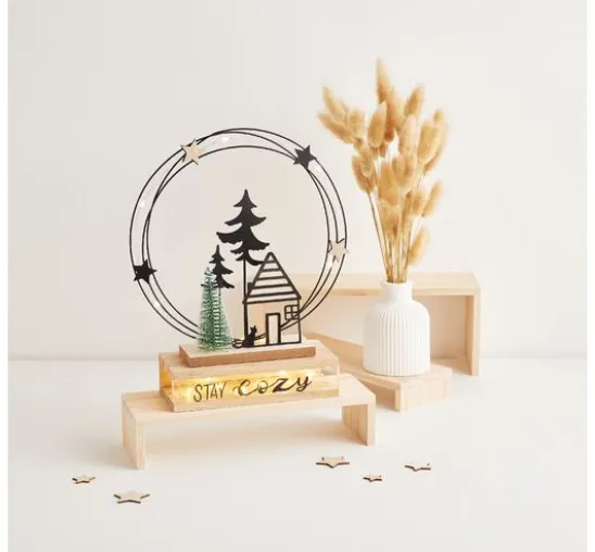 VBS Deko-Metallring "Winterwald mit Haus"