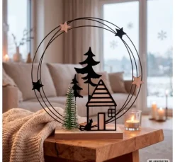 VBS Deko-Metallring "Winterwald mit Haus"
