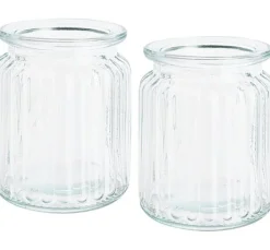 VBS Glaswindlicht-Vase "Grooves", 2 Stück