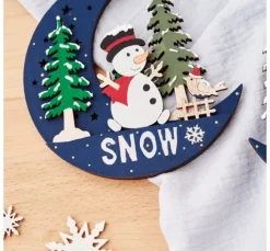 VBS Holz-Anhänger "Halbmond mit Santa und Snowy", 2er Set