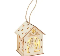 VBS Holzbausatz Lichterhaus "Schneemann mit Vogelhaus", inkl. LED