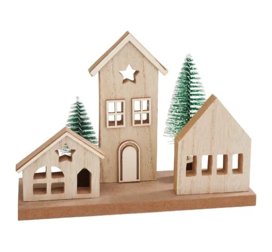 VBS Holzbausatz "Weihnachtshäuser mit Tannen"