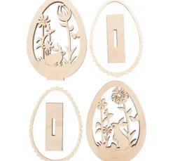 VBS Holz Deko-Ei-Aufsteller "Osterhasen", 2er-Set
