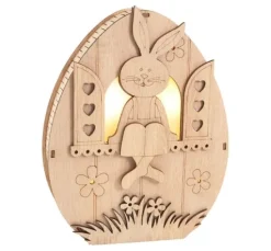 VBS Holz-Ei mit LED "Hase im Fenster"