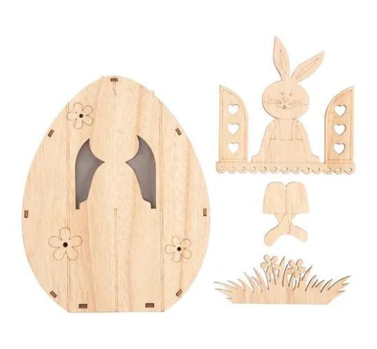 VBS Holz-Ei mit LED "Hase im Fenster"