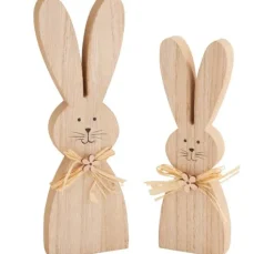 VBS Holz-Hasen "Bonni und Blümchen", 2er-Set