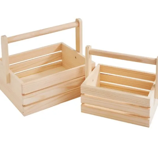 VBS Holzkiste mit Henkel, 2er-Set