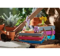 VBS Holzkisten mit Latten, 2er-Set