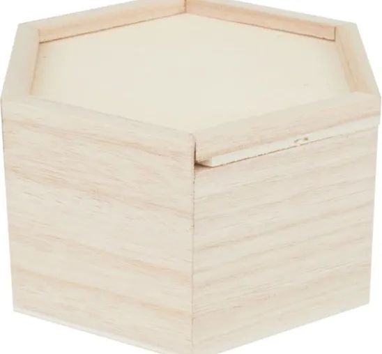 VBS Holz-Kästchen mit Schiebedeckel, 6-eckig