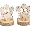 VBS Holzsteckmotiv auf Rindenscheiben "Vögel und Blumen"
