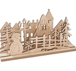 VBS Holz-Steckmotiv "Dorf mit Schneemann"