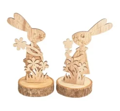 VBS Holz-Steckmotive auf Rindenscheibe "Hase Bugs und Bea"