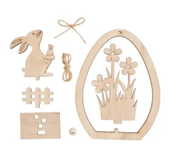VBS Holz-Steckmotiv Ei-Anhänger "Hase mit Möhre und Ei", 2er-Set