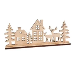 VBS Holz-Steckmotiv "Landschaft mit Rehen und Häusern"
