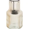 VBS Windlicht-Glas mit Metalleinsatz für Teelicht, Taupe