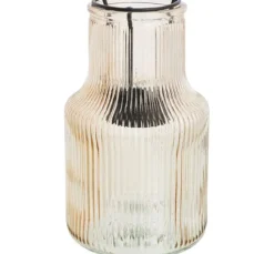 VBS Windlicht-Glas mit Metalleinsatz für Teelicht, Taupe