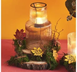 VBS Windlicht-Glas mit Metalleinsatz für Teelicht, Taupe
