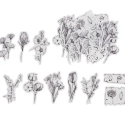Washi Sticker "Blumen Schwarz/Weiß"