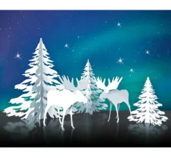 Winterliche Papierszenerie "Elche"